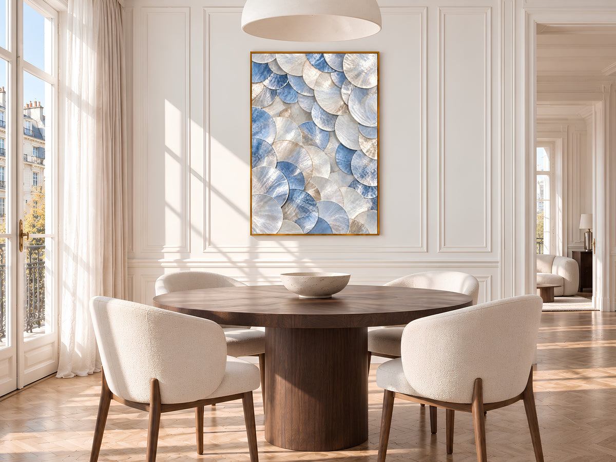 Blue Capiz Shell Print, Pearl Shell Texture Wall Art, Coastal Abstract Art, Printable Digital Download