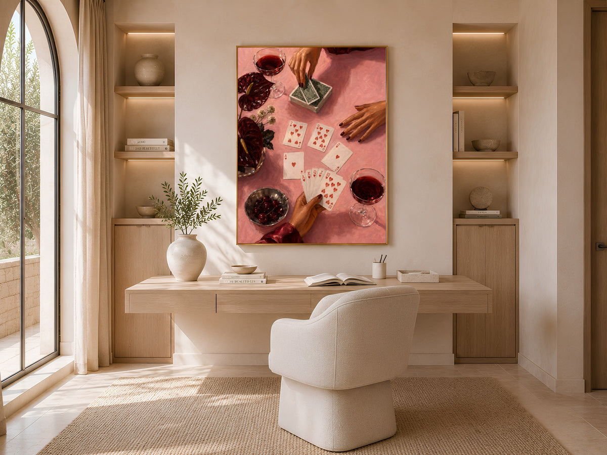 Playing Cards Wall Art, Moody Poker Night Print - Digital Download