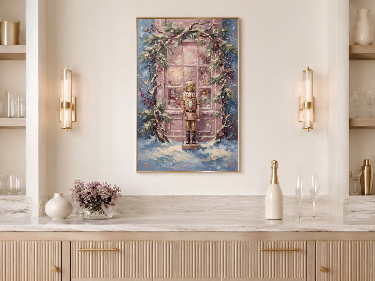 Pink Nutcracker Wall Art, Coquette Christmas Decor - Digital Download