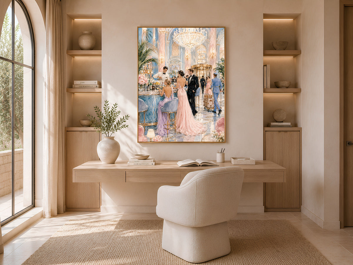 Grand Hotel Lobby Wall Art, Old Money Aesthetic Print - Digital Download
