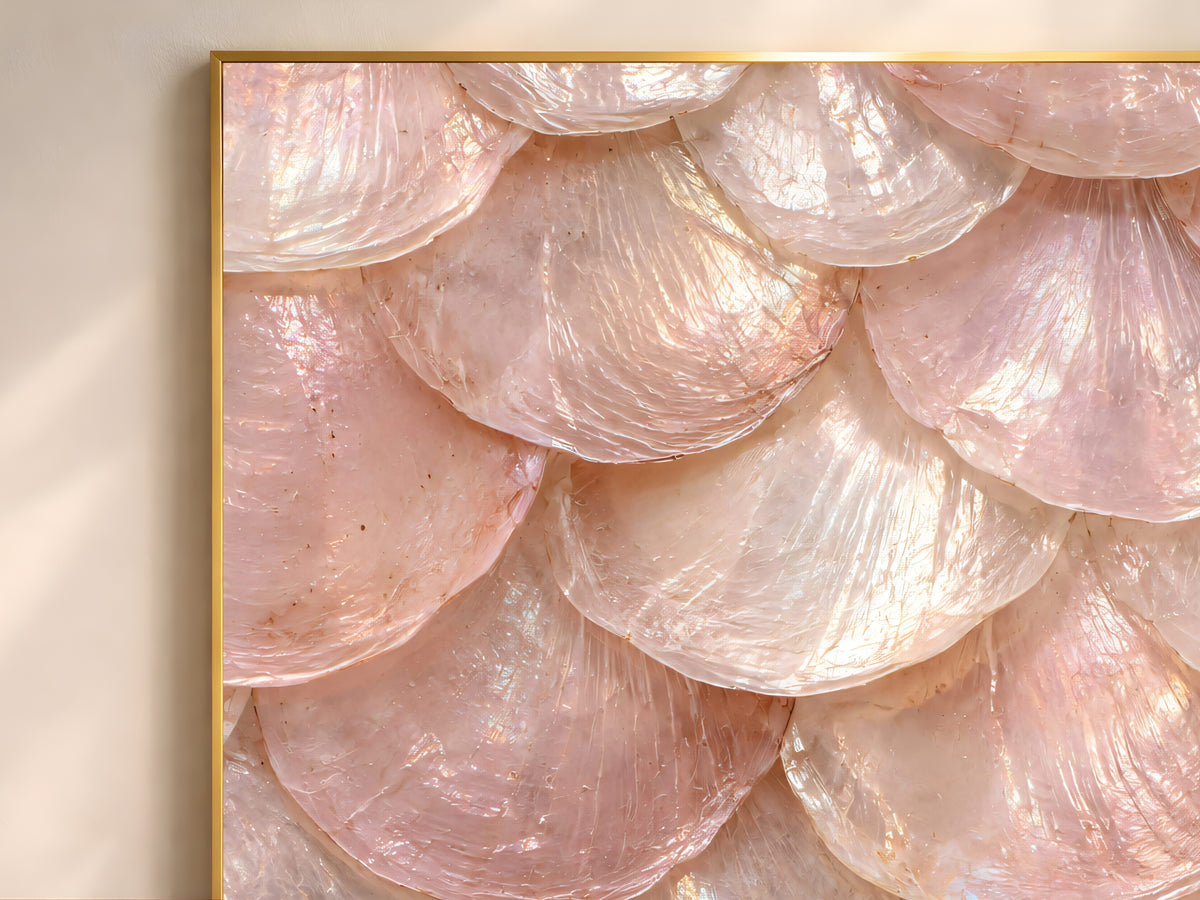 Blush Pink Capiz Shell Wall Art, Rose Quartz Mother of Pearl Print - Digital Download