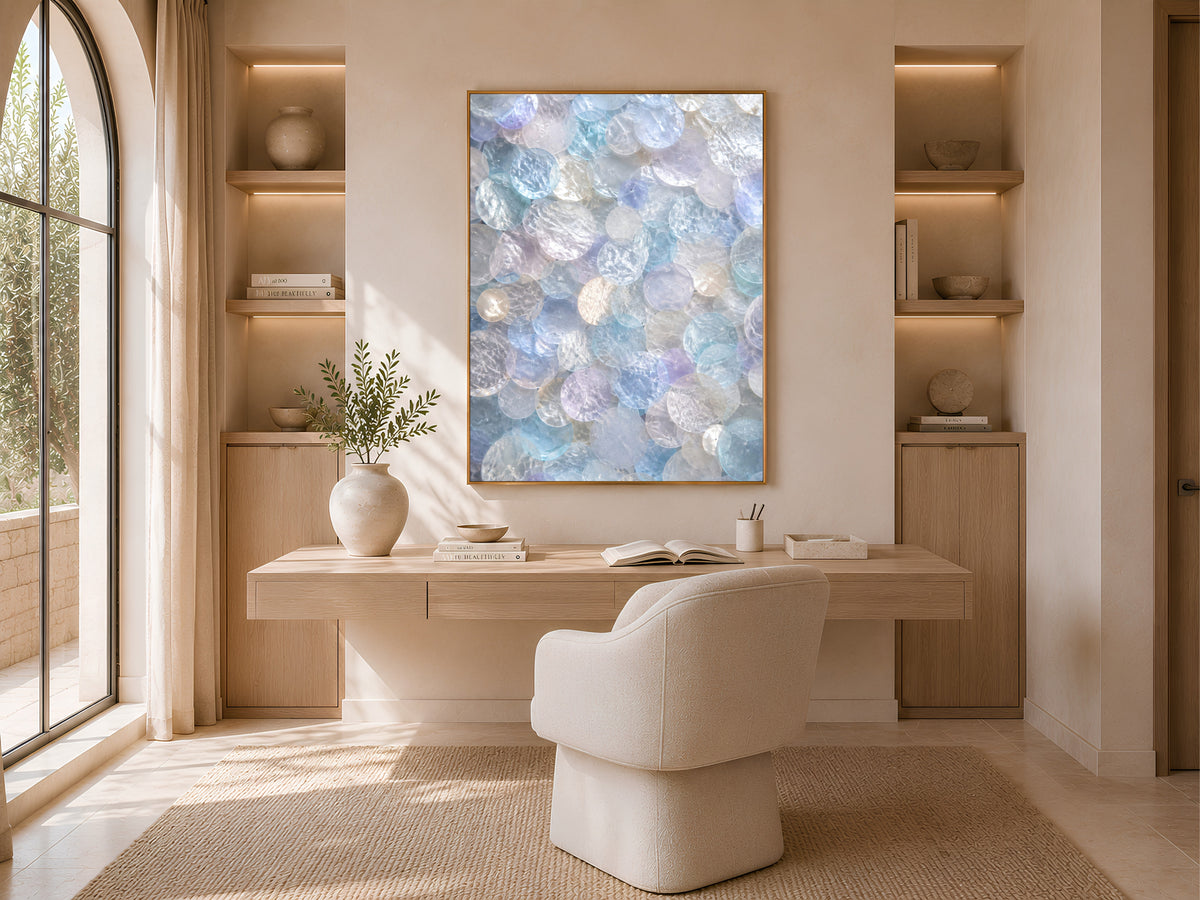Periwinkle Capiz Shell Wall Art, Icy Blue Lilac Print - Digital Download
