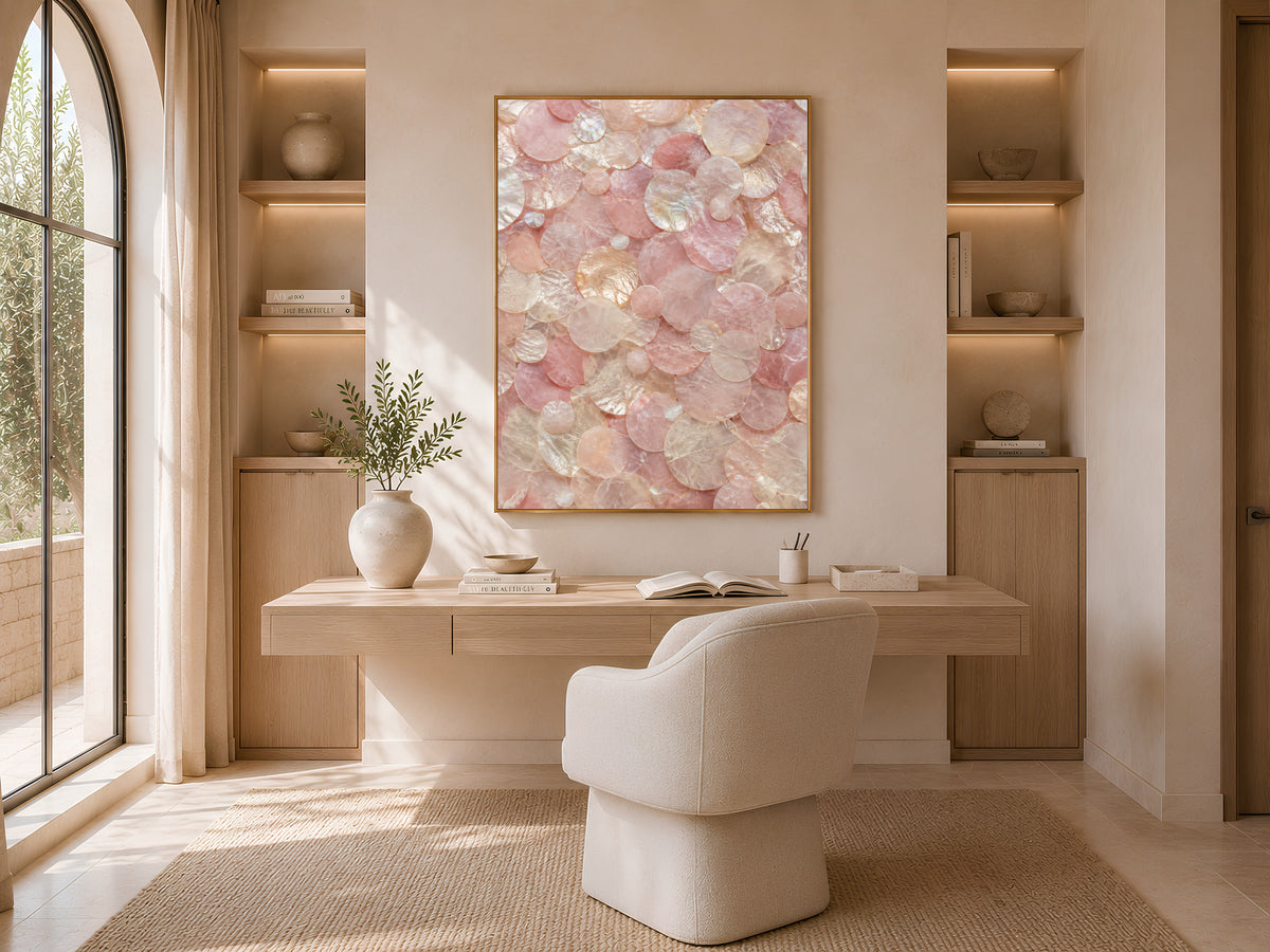 Rose Quartz Wall Art, Capiz Shell Abstract Print - Digital Download