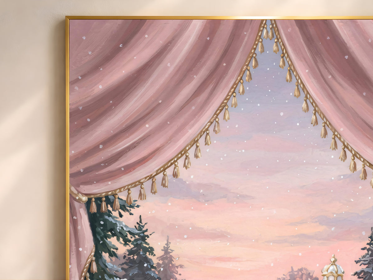 Swan Lake Ballerina Wall Art, Winter Nutcracker Oil Painting Print - Digital Download