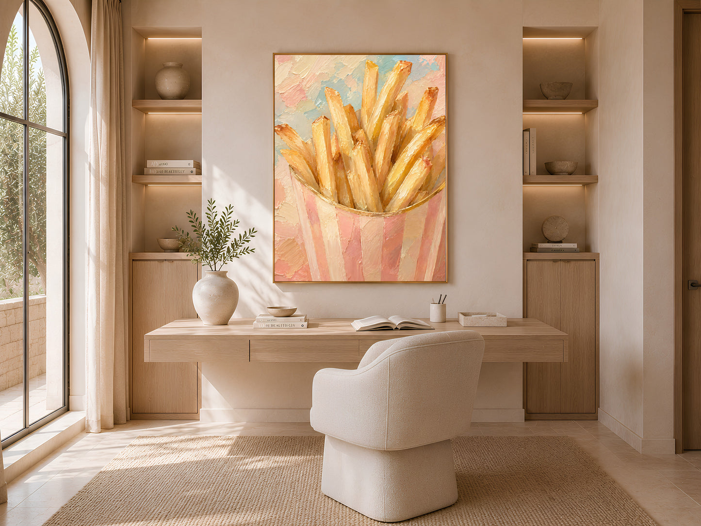 French Fries Wall Art Print, Impasto Oil Painting - Digital Download