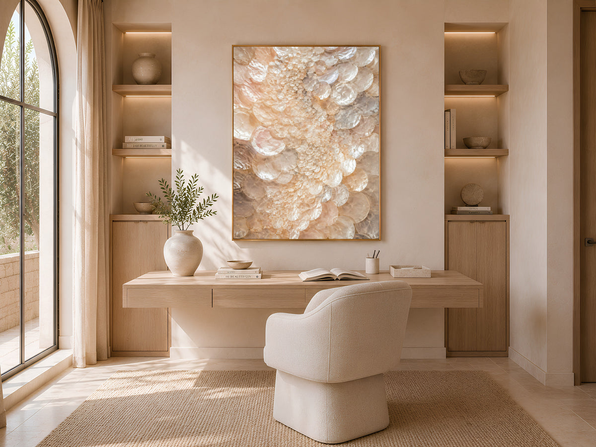 Champagne Druzy Capiz Shell Wall Art, Crystal Cluster Print - Digital Download