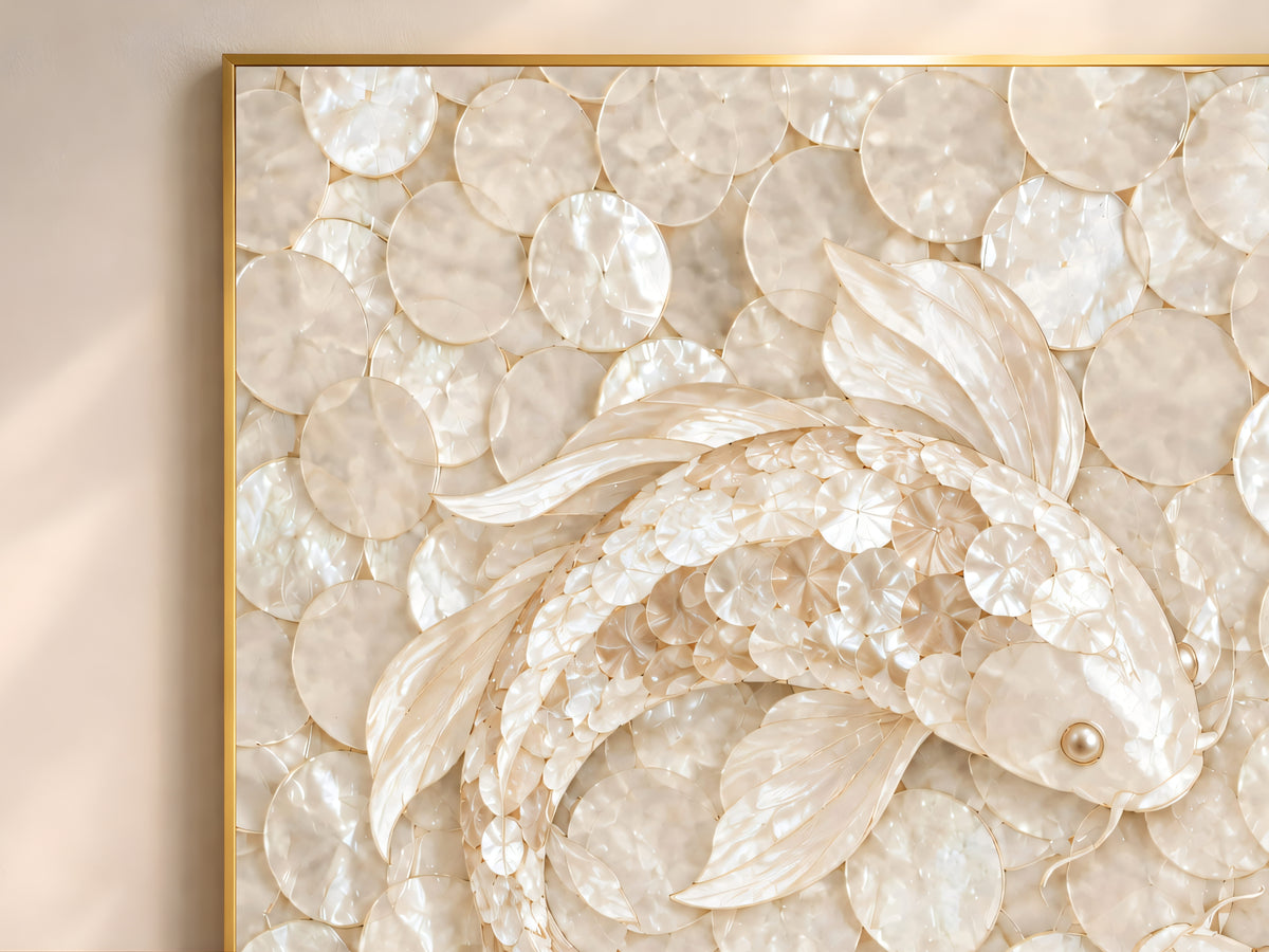 Koi Fish Mosaic Wall Art, Feng Shui Yin Yang Print - Digital Download