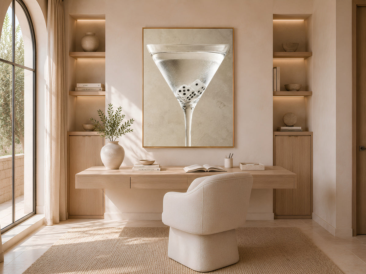 Martini Wall Art, Neutral Cocktail Print, Bar Cart Decor - Digital Download