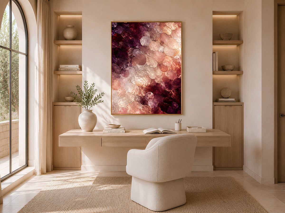 Merlot Capiz Shell Wall Art, Moody Wine Ombre Print - Digital Download