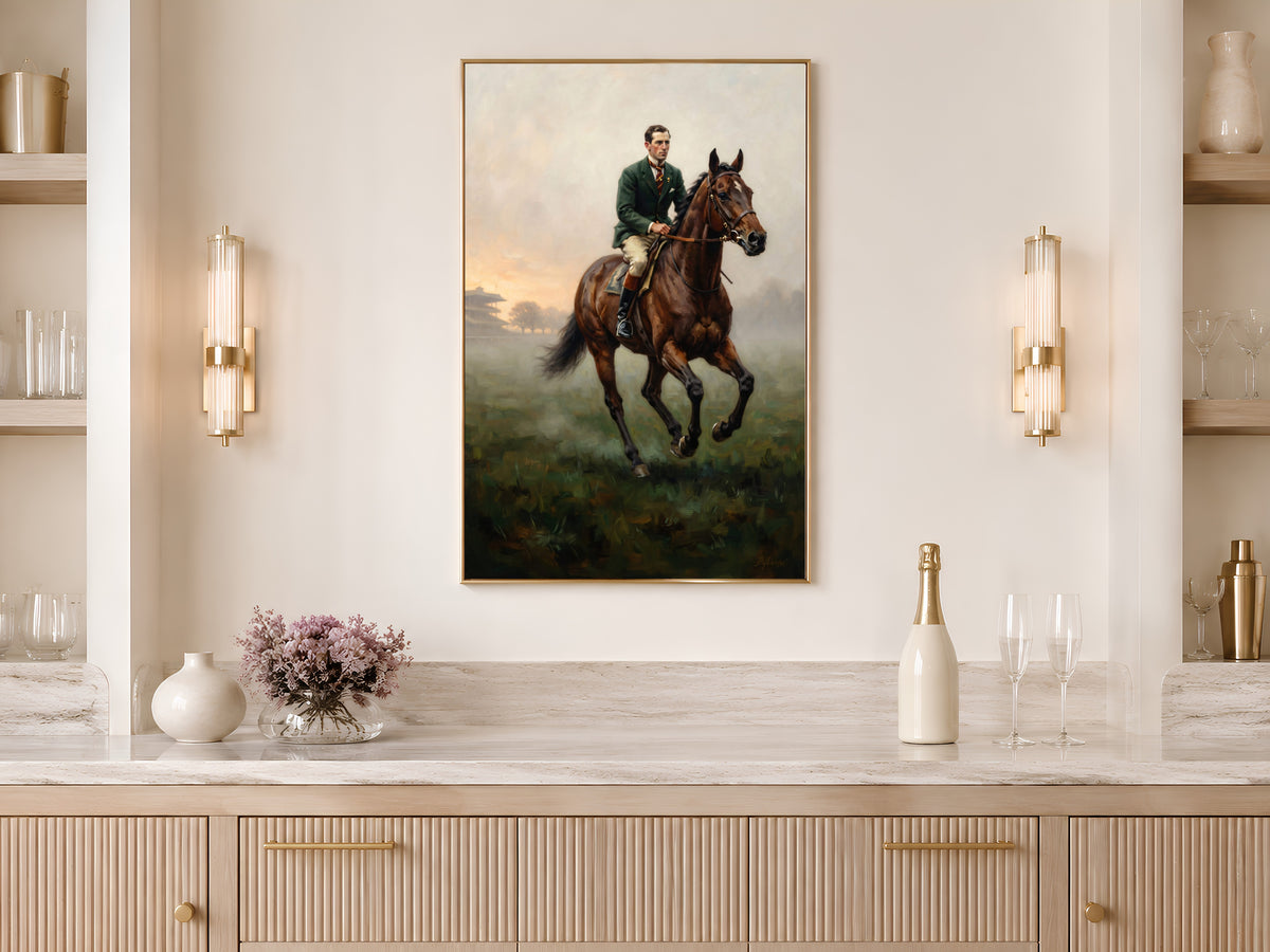 Equestrian Wall Art, Old Money Horse Racing Oil Painting - Digital Download