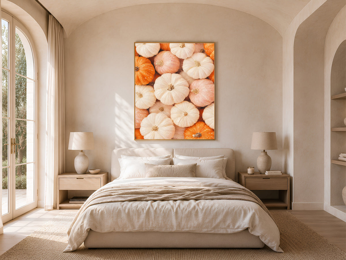 Blush Pink Pumpkin Patch Wall Art, Pastel Fall Print - Digital Download