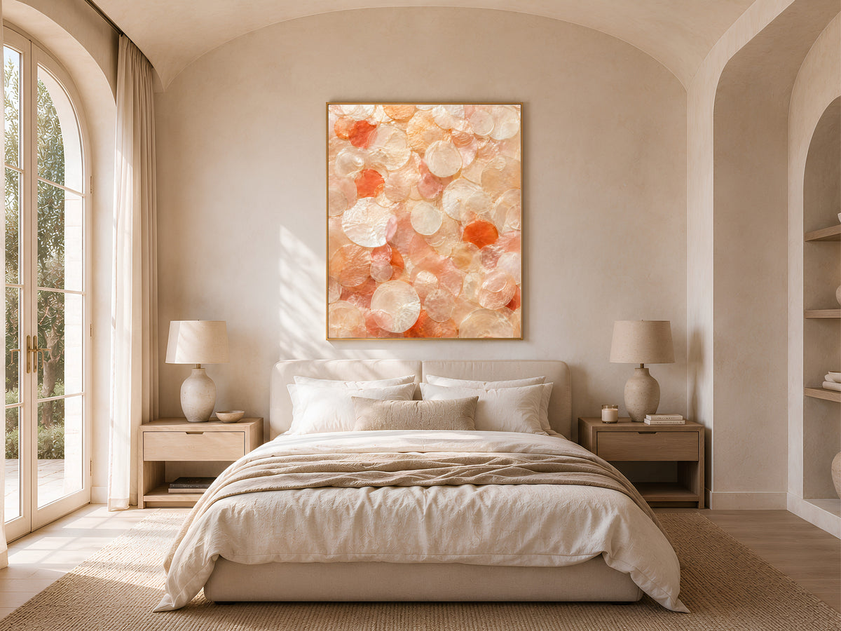Terracotta Coral Capiz Shell Wall Art, Warm Orange Ombre Print - Digital Downlaod