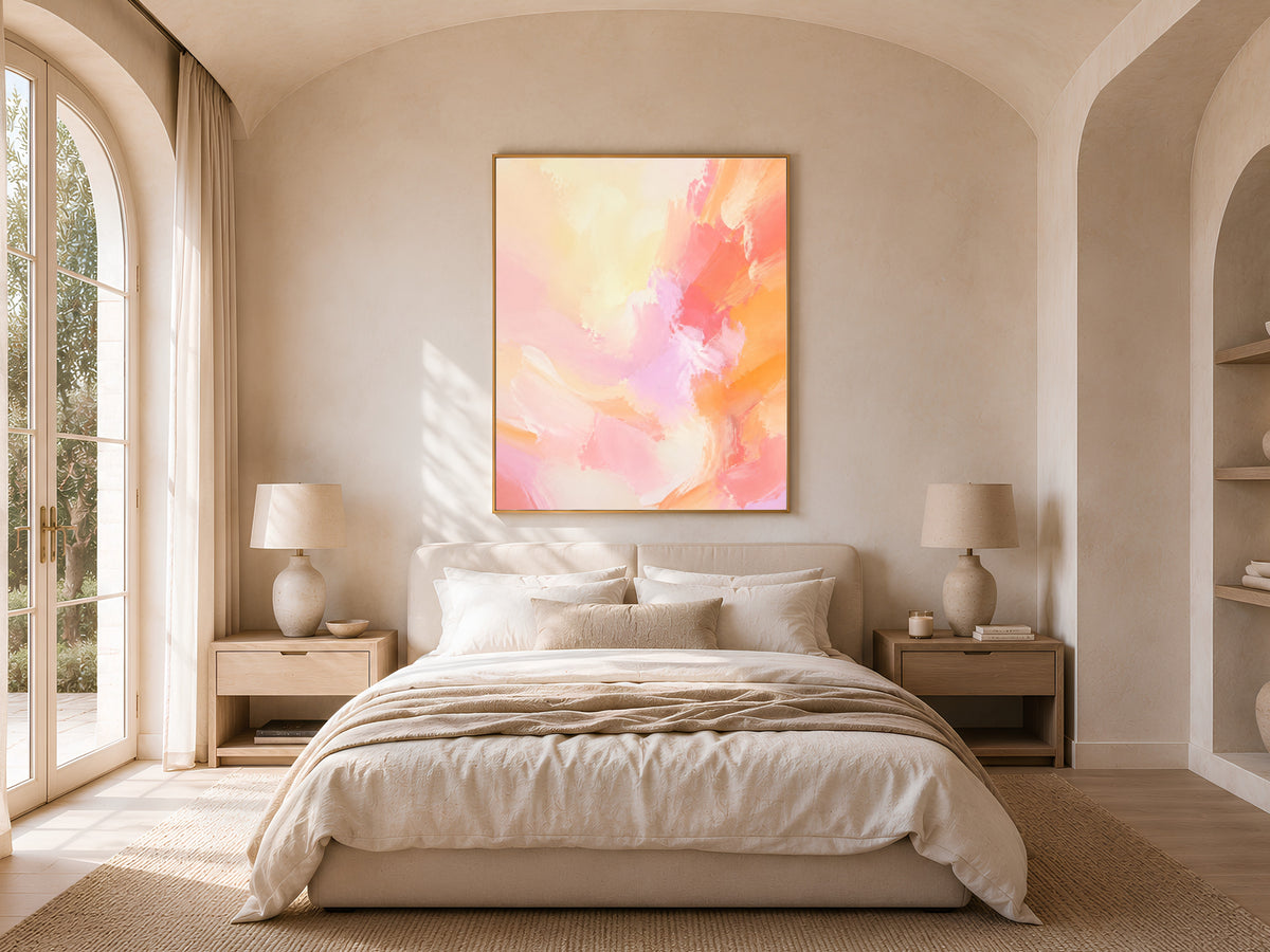 Peach Pink Abstract Wall Art, Sherbet Dopamine Decor Print - Digital Download