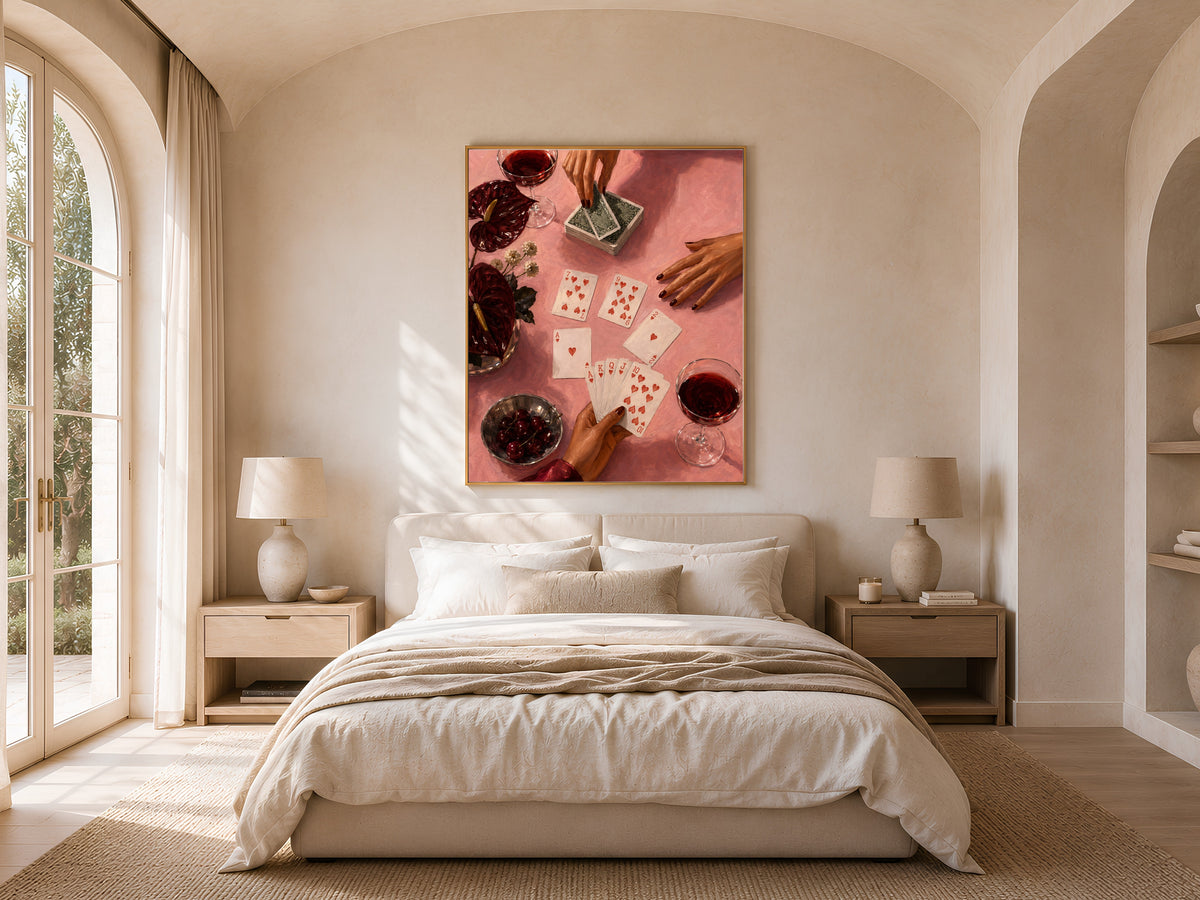 Playing Cards Wall Art, Moody Poker Night Print - Digital Download
