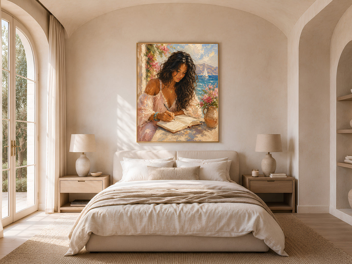 Woman on Terrace Painting Print - Digital Download