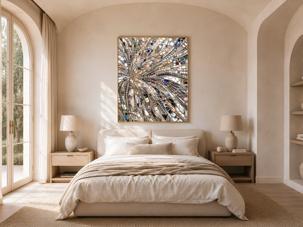 Mirror Mosaic Wall Art, Jeweled Disco Sunburst Print - Digital Download