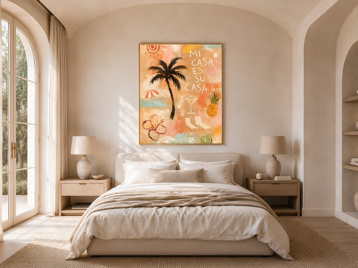 Mi Casa Es Su Casa Wall Art, Tropical Boho Beach Print - Digital Download