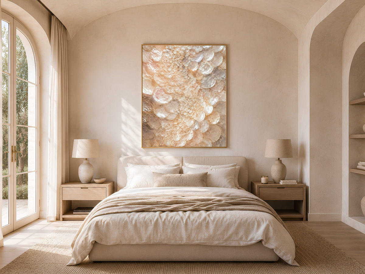 Champagne Druzy Capiz Shell Wall Art, Crystal Cluster Print - Digital Download