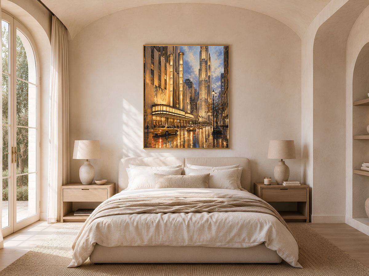 Radio City Music Hall Print, Rainy NYC Street Wall Art - Digital Download