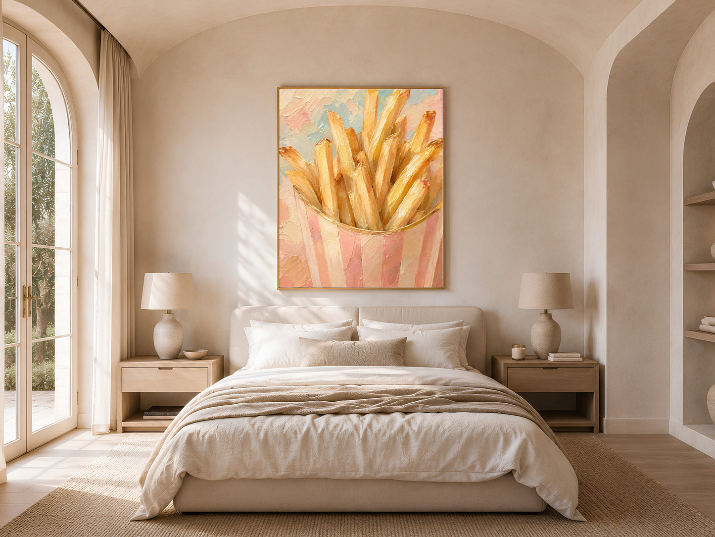 French Fries Wall Art Print, Impasto Oil Painting - Digital Download