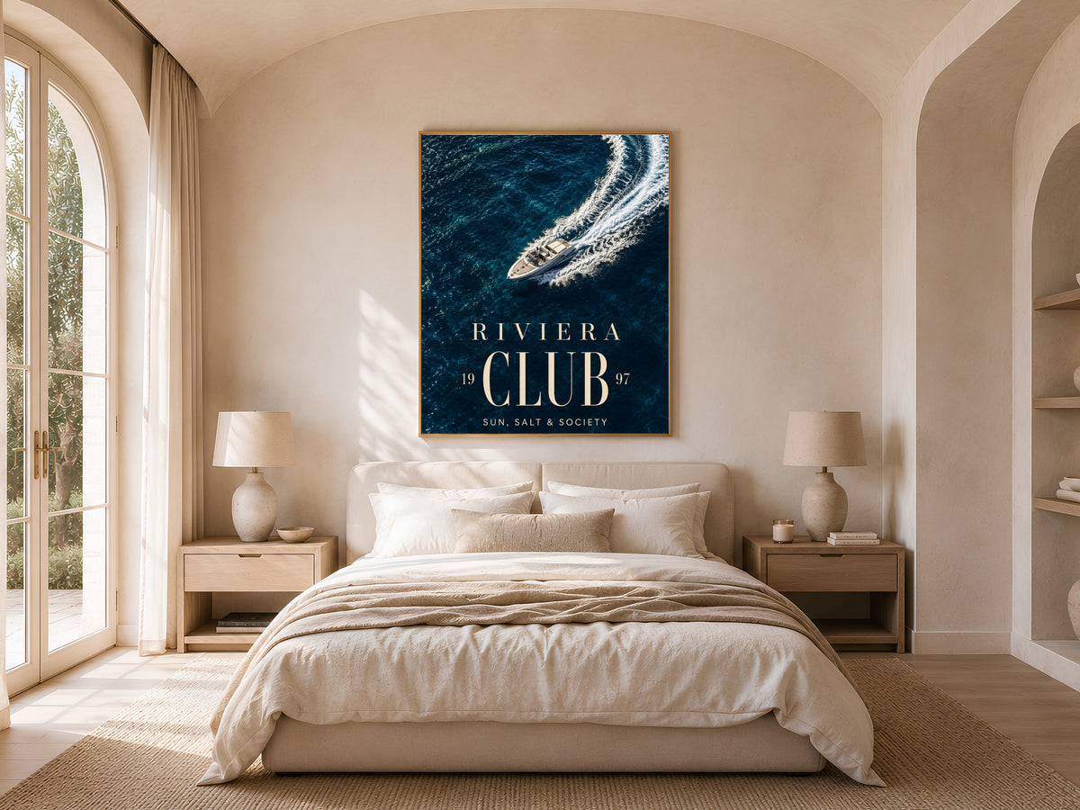 Riviera Club Yacht Poster, Old Money Aesthetic Print - Digital Download