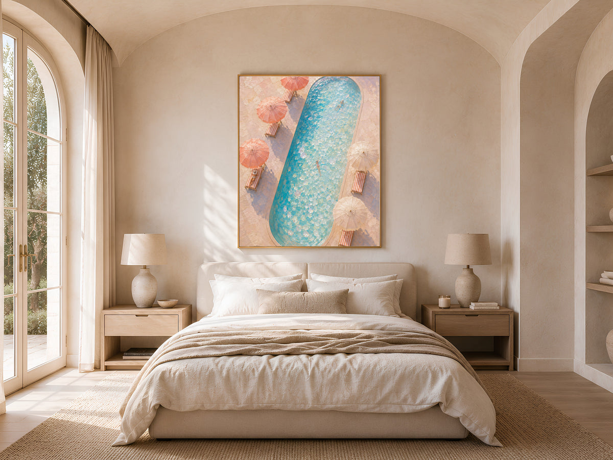 Aerial Swimming Pool Wall Art, Coastal Riviera Print - Digital Download