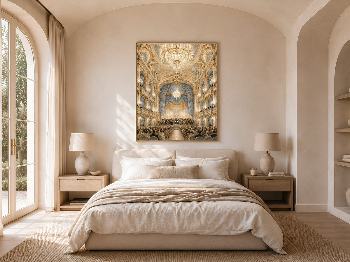 Palace Ceiling Fresco Print, Crystal Chandelier Wall Art - Digital Download