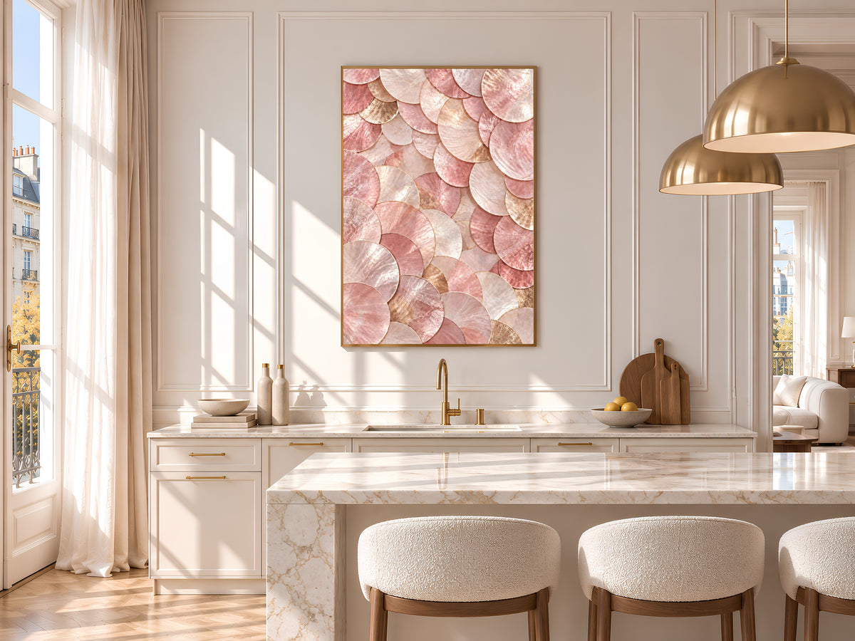 Pink Capiz Shell Print, Blush Pearl Shell Wall Art, Rose Gold Abstract Art, Printable Digital Download
