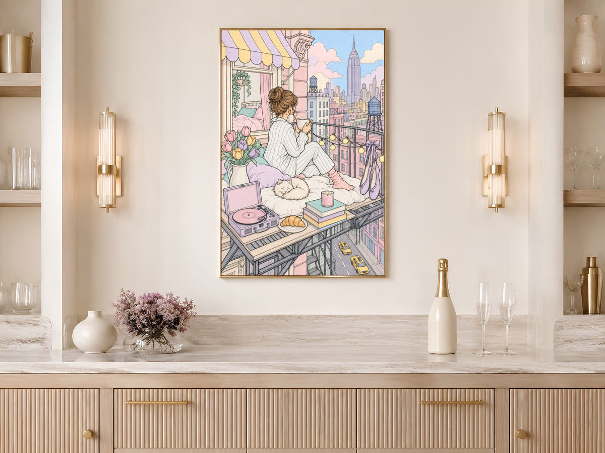 Color Your Own Wall Art, NYC Apartment Line Art Print - Digital Download