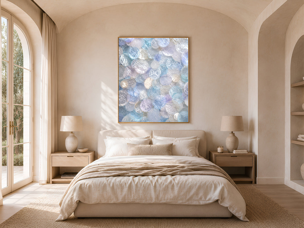 Periwinkle Capiz Shell Wall Art, Icy Blue Lilac Print - Digital Download