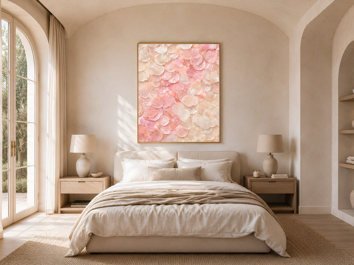 Blush Pink Wall Art, Capiz Shell Abstract Print - Digital Download