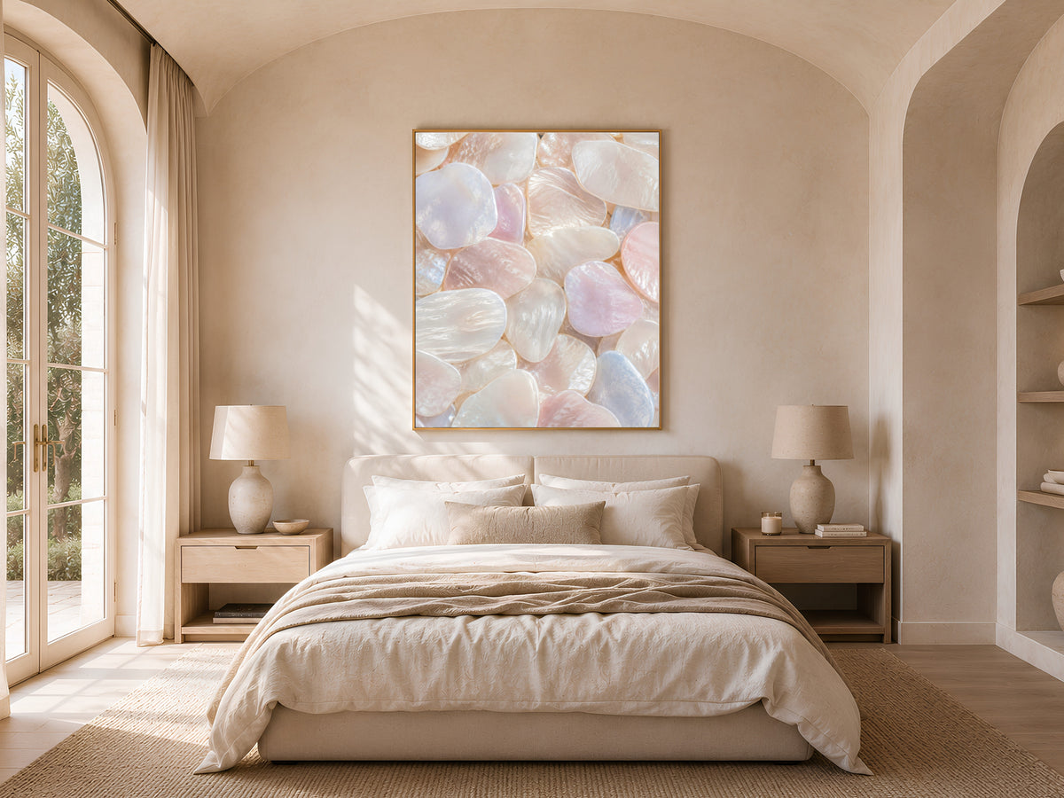 Blush Pearl Capiz Shell Wall Art, Soft Pink Ivory Print - Digital Download
