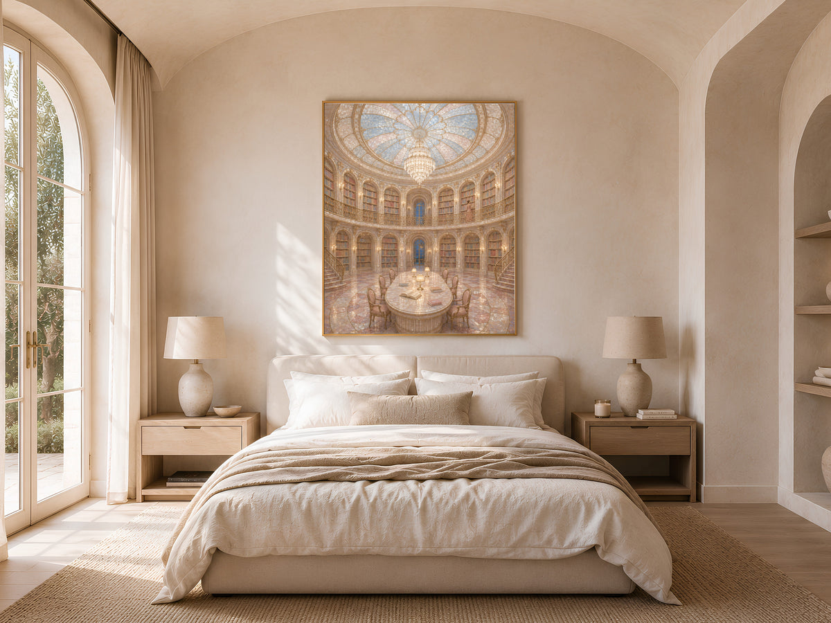 Fantasy Library Wall Art, Opera Aesthetic Print, Dome Ceiling Painting - Digital Download