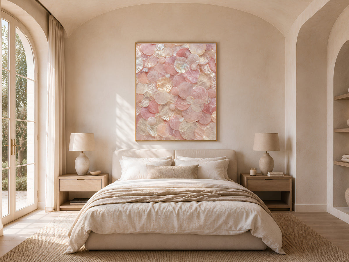 Rose Quartz Wall Art, Capiz Shell Abstract Print - Digital Download