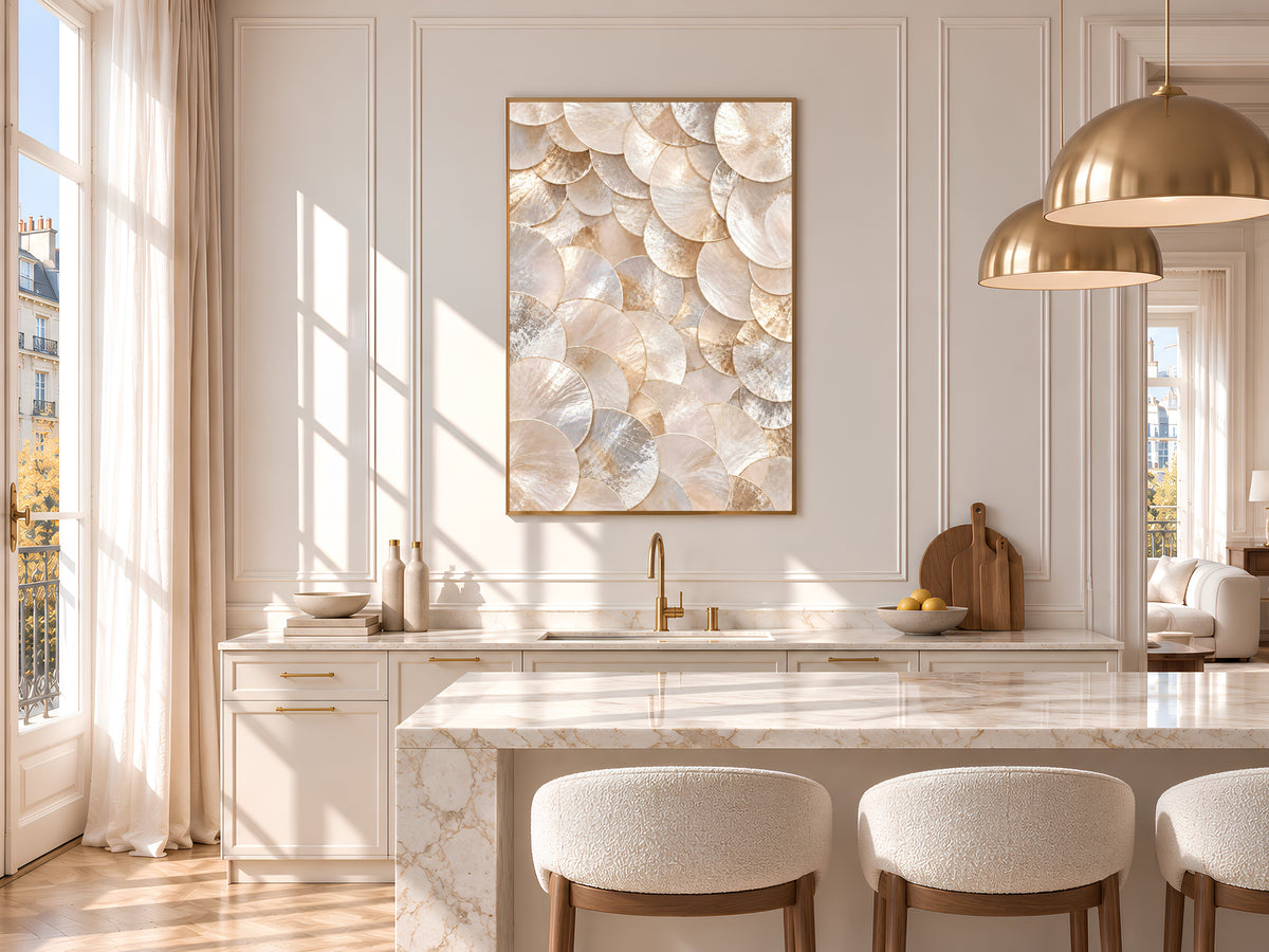 Neutral Capiz Shell Print, Champagne Pearl Shell Wall Art, Beige Abstract Texture Art, Printable Digital Download