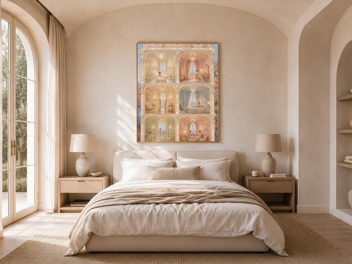 Cutaway House Wall Art, French Riviera Print - Digital Download