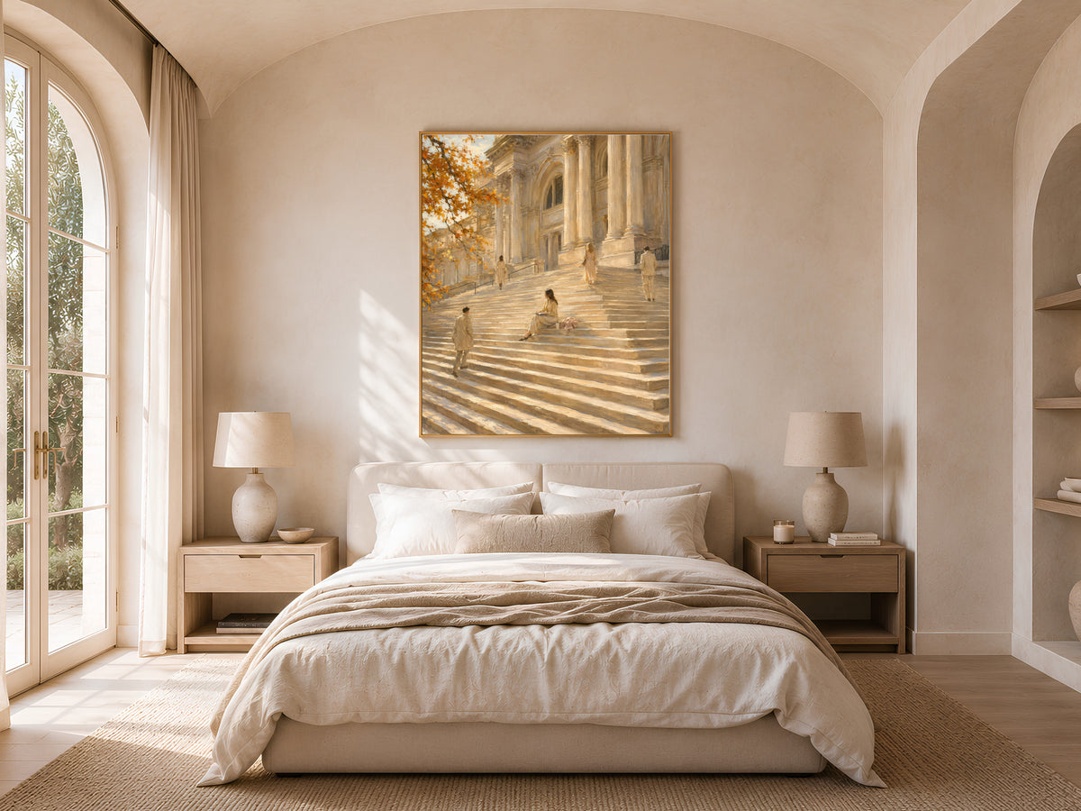 Light Academia Wall Art, Museum Steps Print, Old Money Aesthetic Painting - Digital Download