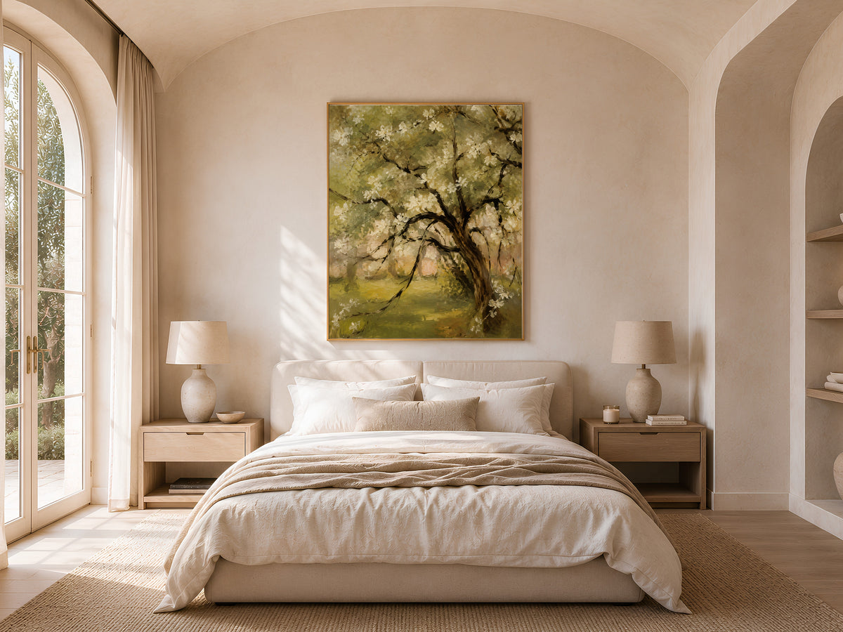 ge Green Blossom Tree Painting, Impressionist Garden Wall Art - Digital Download