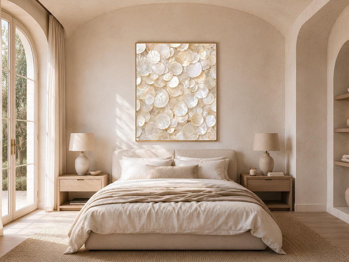 Capiz Shell Wall Art, Ivory Pearl Abstract Print - Digital Download