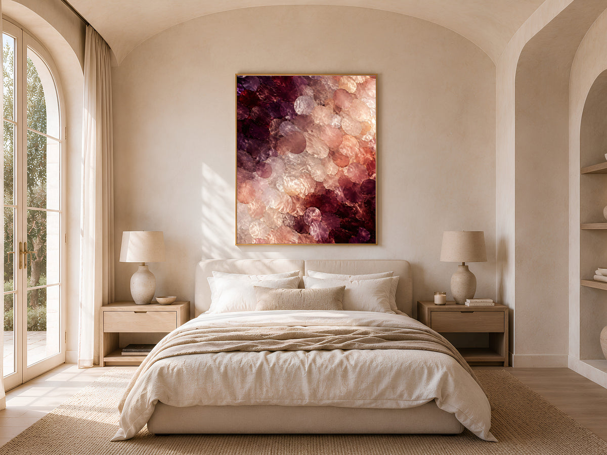 Merlot Capiz Shell Wall Art, Moody Wine Ombre Print - Digital Download