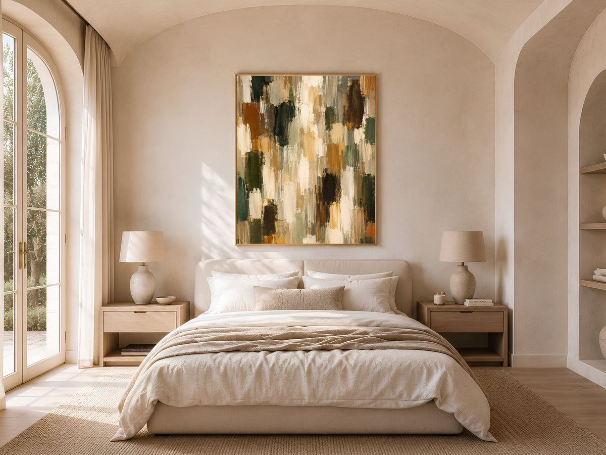 Earth Tone Abstract Wall Art, Terracotta Green Textured Painting - Digital Download
