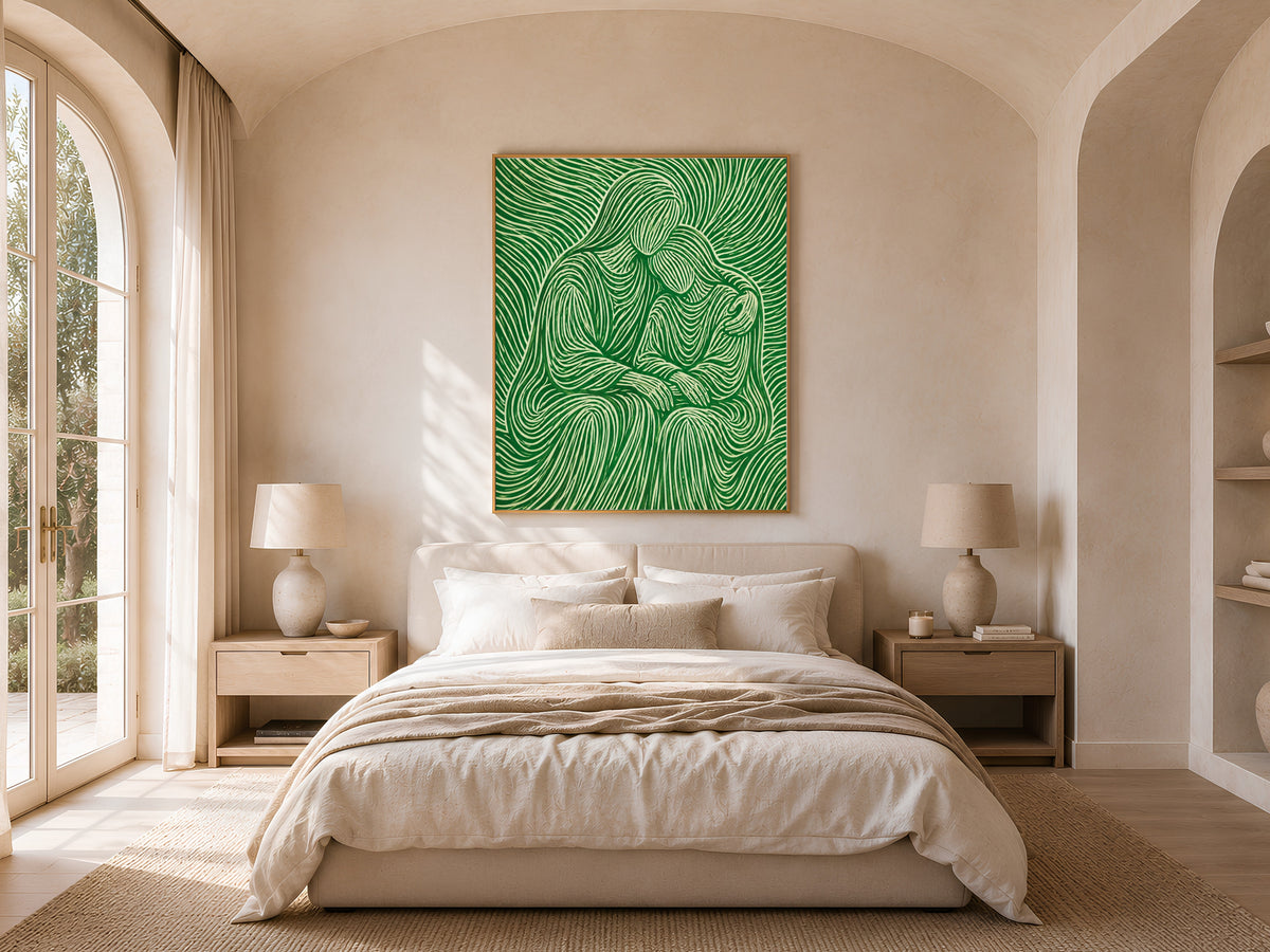 Abstract Couple Embrace Wall Art - Digital Download