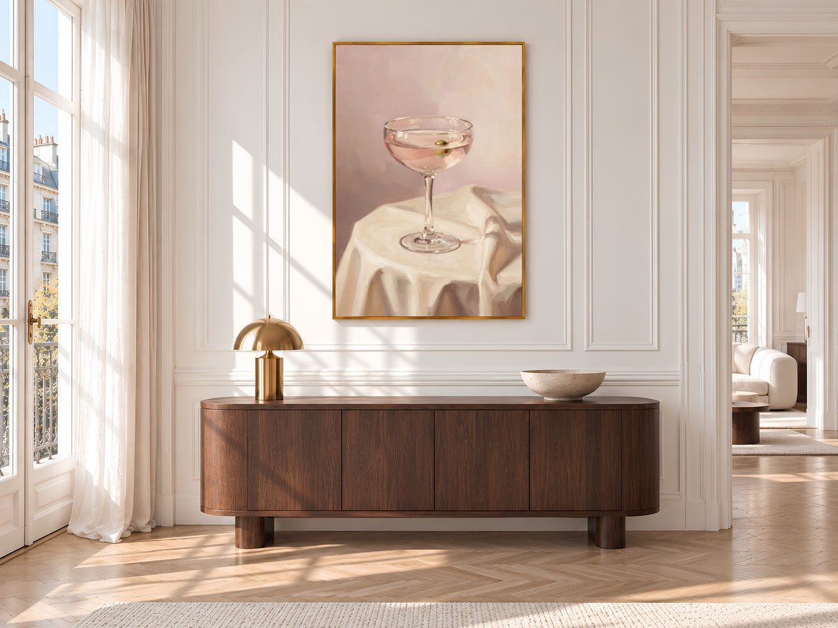 Pink Martini Painting Print, Olive Cocktail Still Life, Blush Bar Cart Wall Art, Printable Digital Download