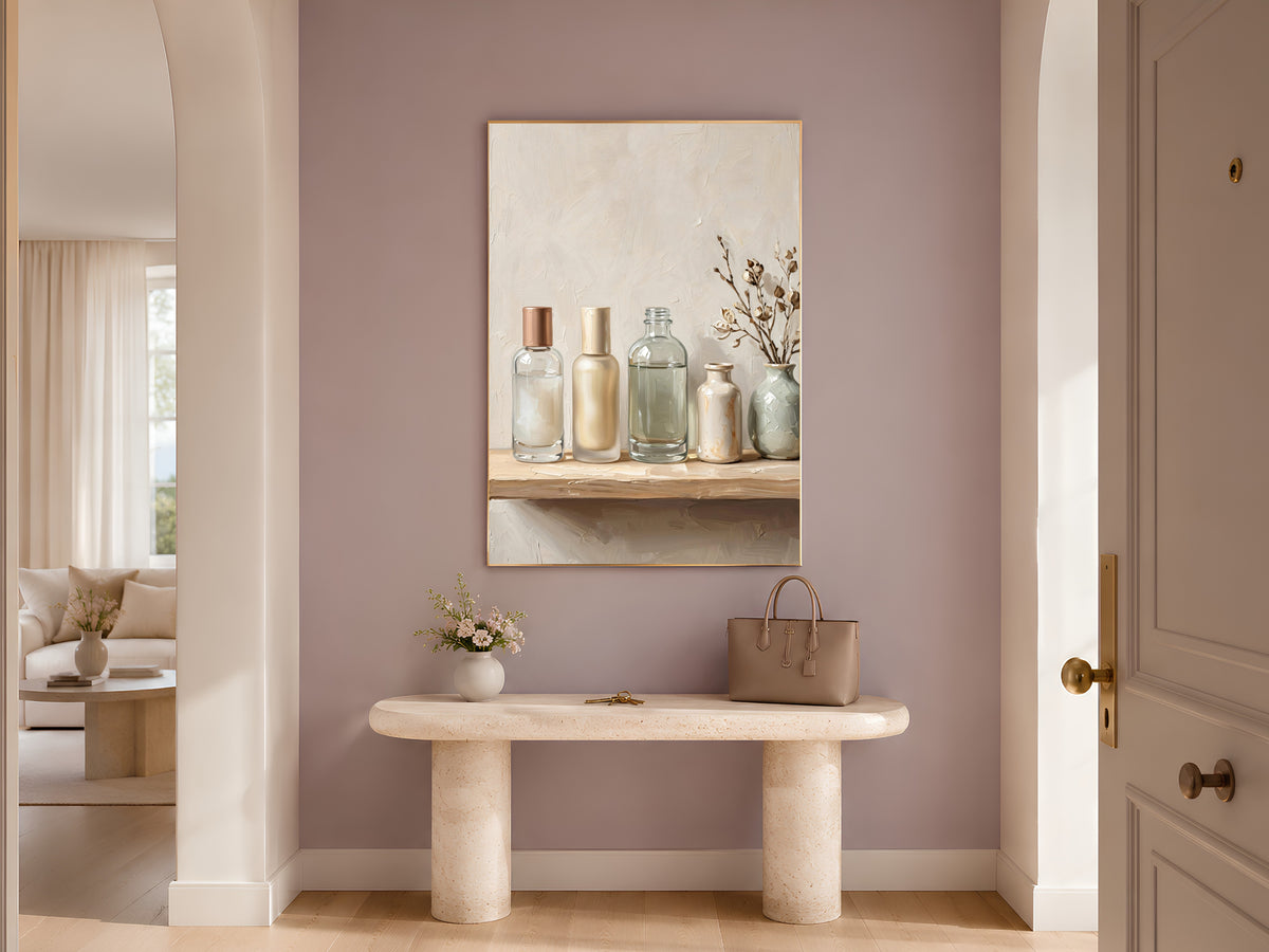 Bathroom Vanity Wall Art, Impasto Oil Painting Print - Digital Download