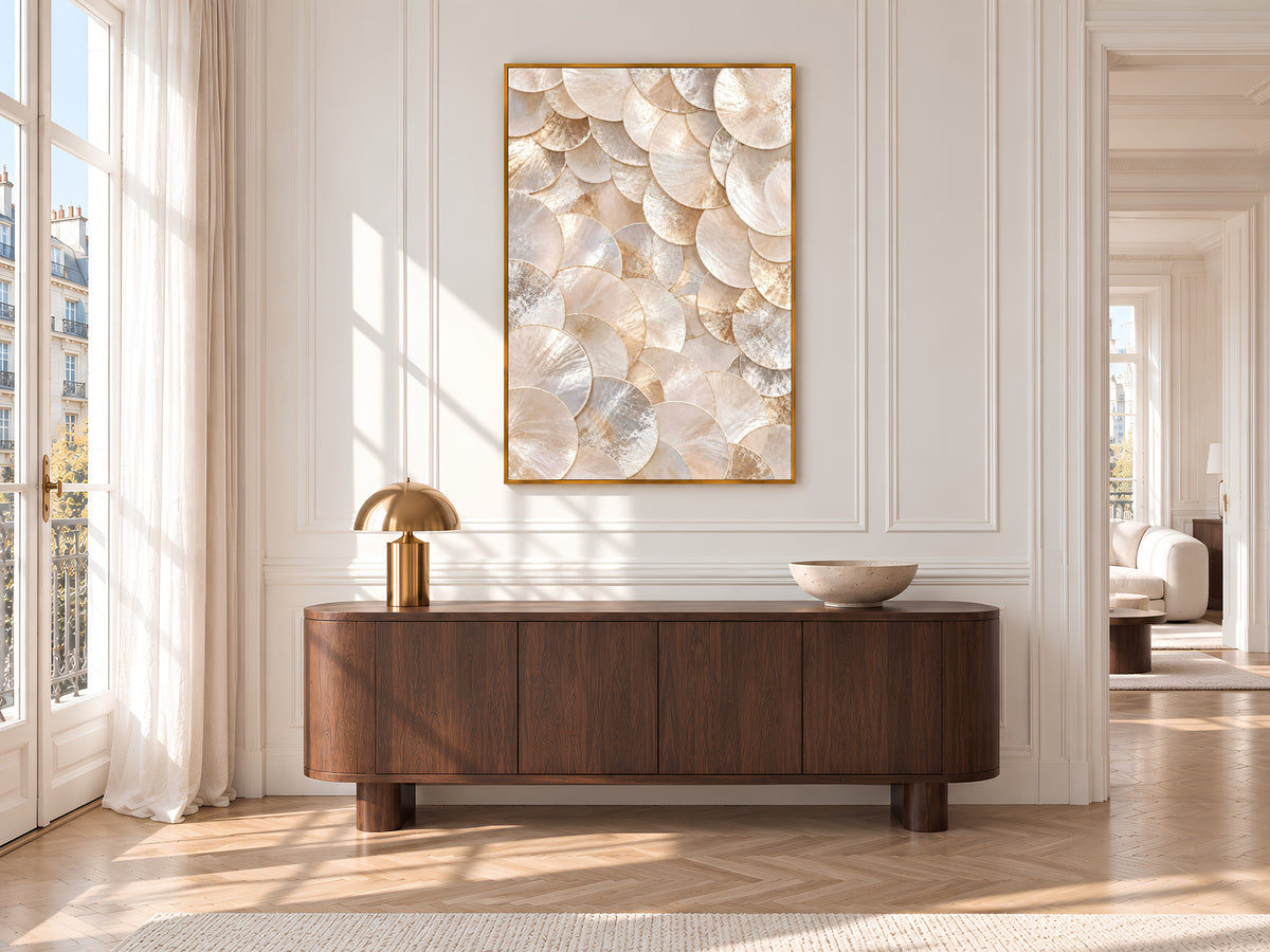 Neutral Capiz Shell Print, Champagne Pearl Shell Wall Art, Beige Abstract Texture Art, Printable Digital Download