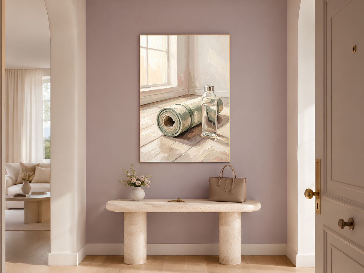 Yoga Mat Wall Art, Impasto Oil Painting Print - Digital Download