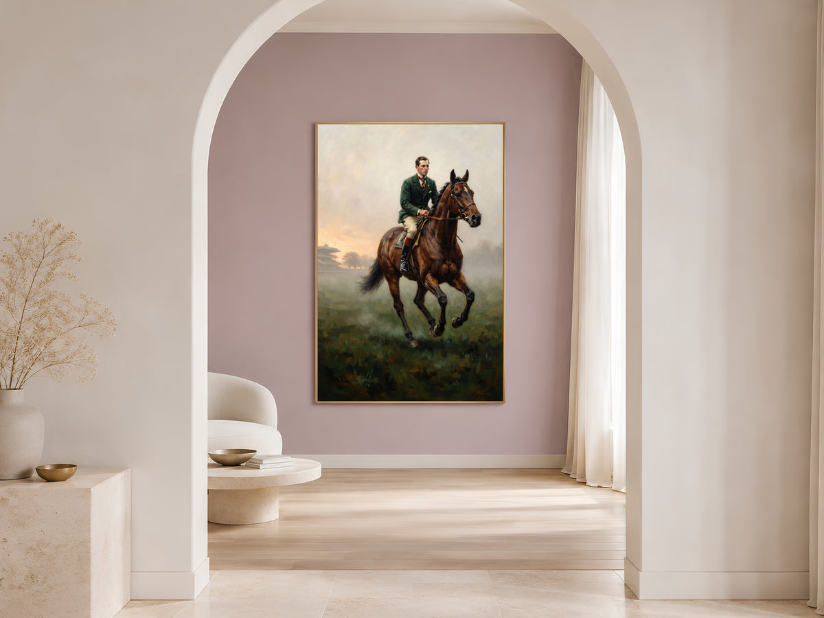 Equestrian Wall Art, Old Money Horse Racing Oil Painting - Digital Download