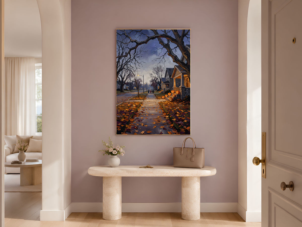 Trick or Treat Wall Art, Impasto Oil Painting Print - Digital Download