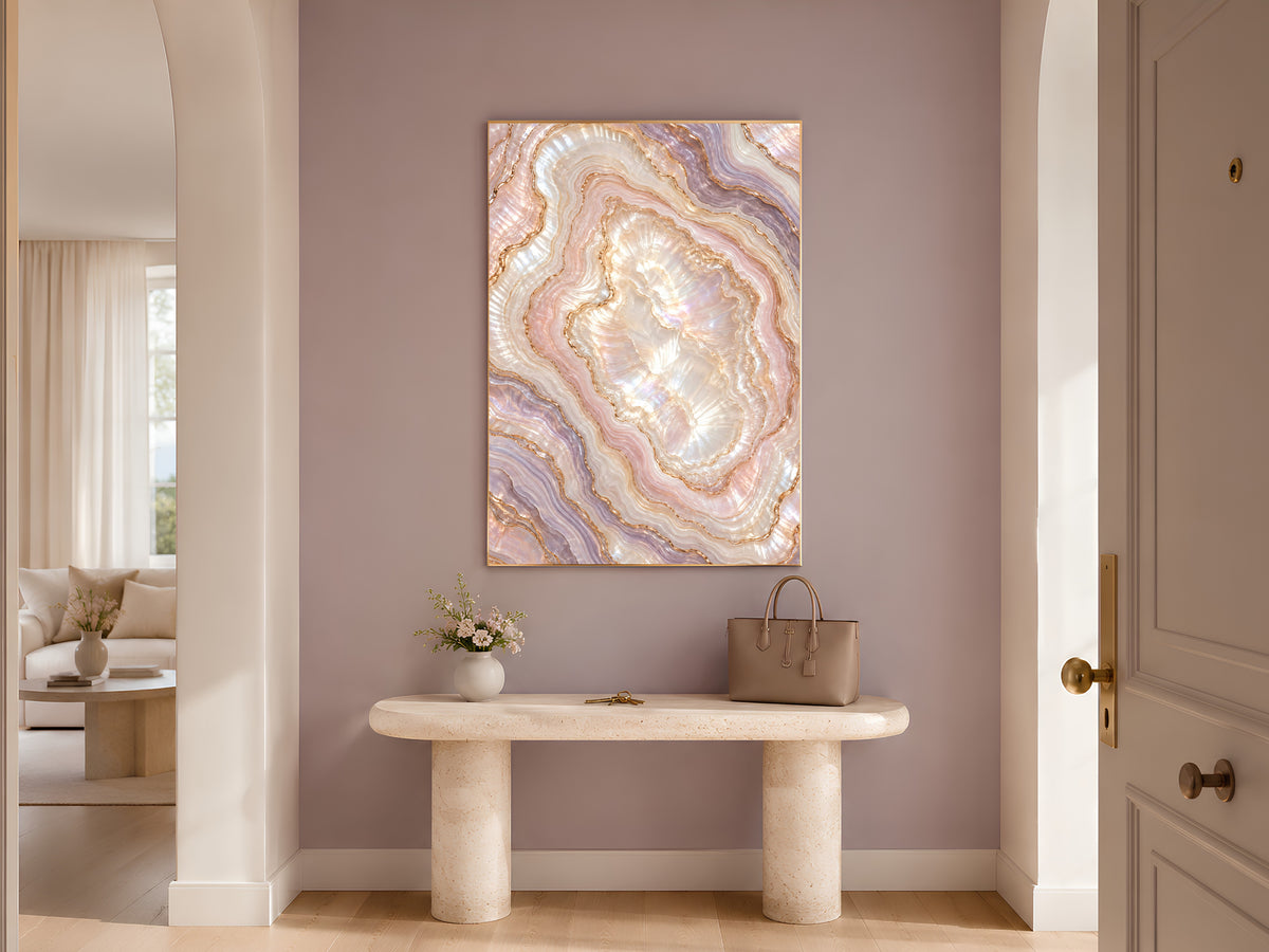 Pink Agate Wall Art, Pearl Geode Print, Blush Lilac Crystal Slice, Copper Gold Abstract, Glam Bedroom Decor, Opal Poster, Instant Download