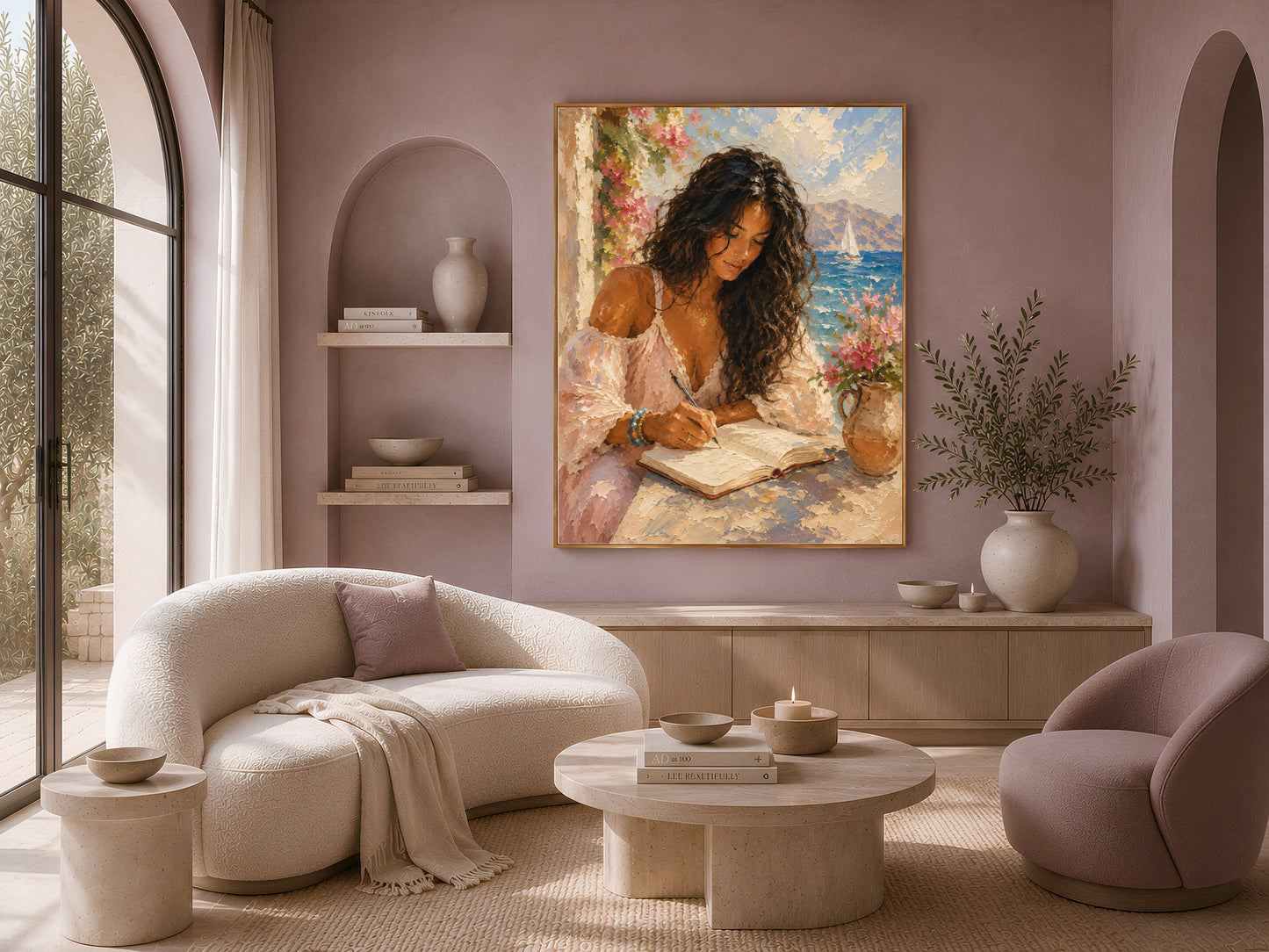 Woman on Terrace Painting Print - Digital Download